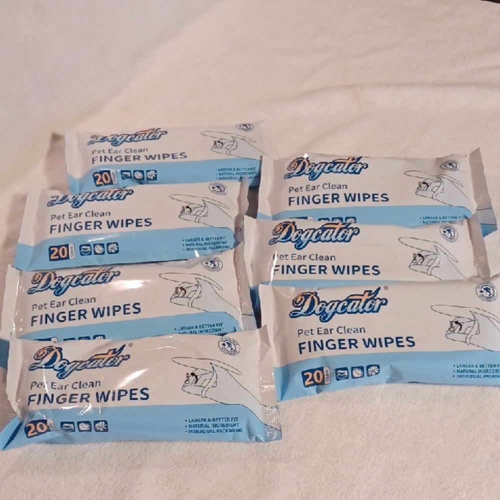 Dogcat Pet Ear Clean Finger Wipes 7 Packs Of 20